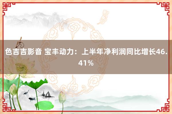 色吉吉影音 宝丰动力:上半年净利润同比增长46.41%