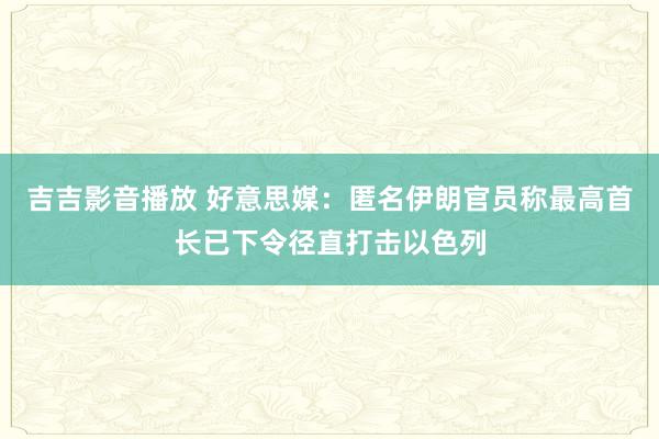 吉吉影音播放 好意思媒：匿名伊朗官员称最高首长已下令径直打击以色列