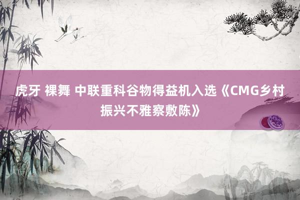 虎牙 裸舞 中联重科谷物得益机入选《CMG乡村振兴不雅察敷陈》